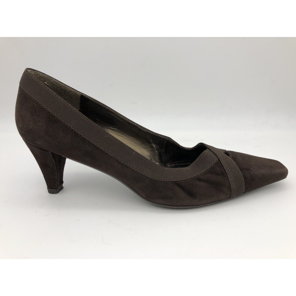 Stuart Weitzman Women's Size 7.5 M Brown Suede Kitten Heels Cross Straps Spain